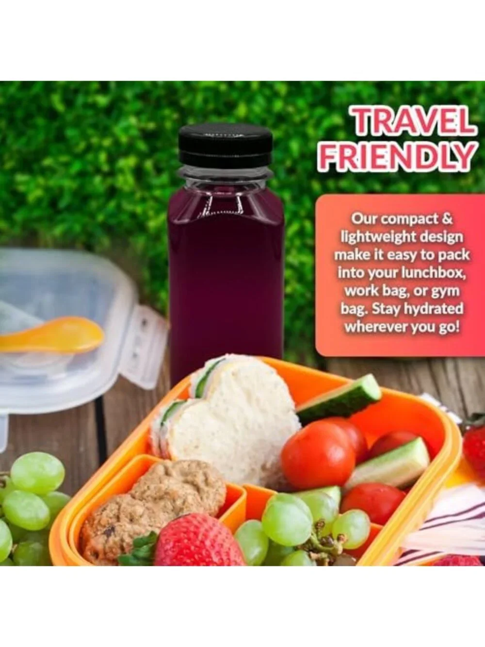Bulk 48-Pack Square Plastic Juice Bottles - 8 oz Reusable Containers for Drinks